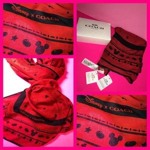 Coach Disney Mickey Icon Red Scarf Gift Box Set